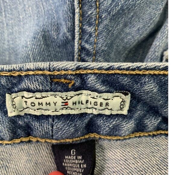 Tommy Hilfiger Jean Shorts Woman Size 6 Bermuda Cut Offs Denim Raw Hem Roll Up - Picture 6 of 7